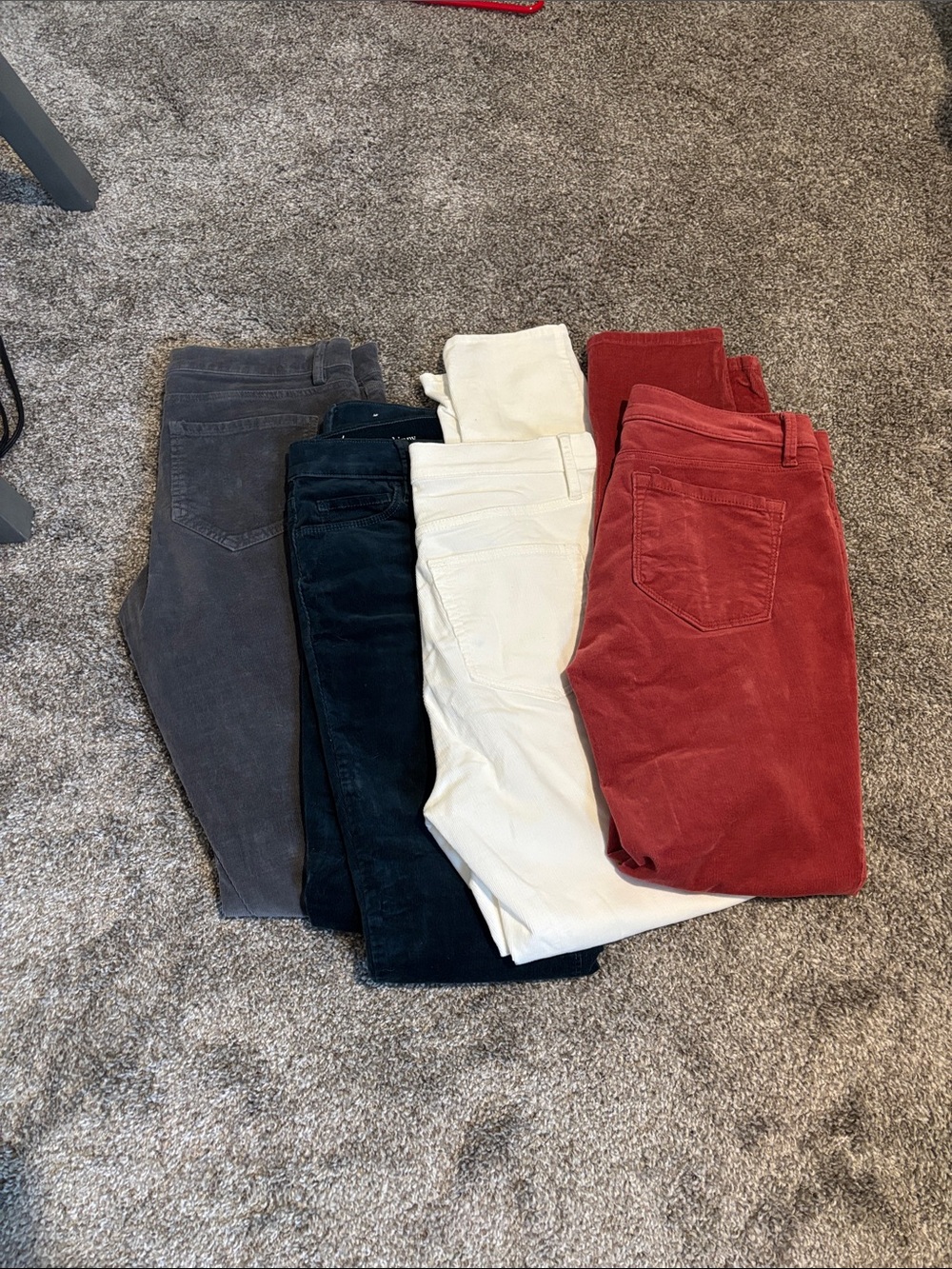 Women’s Corduroy Jeans in Coral, Cream, Dark Teal, Gray